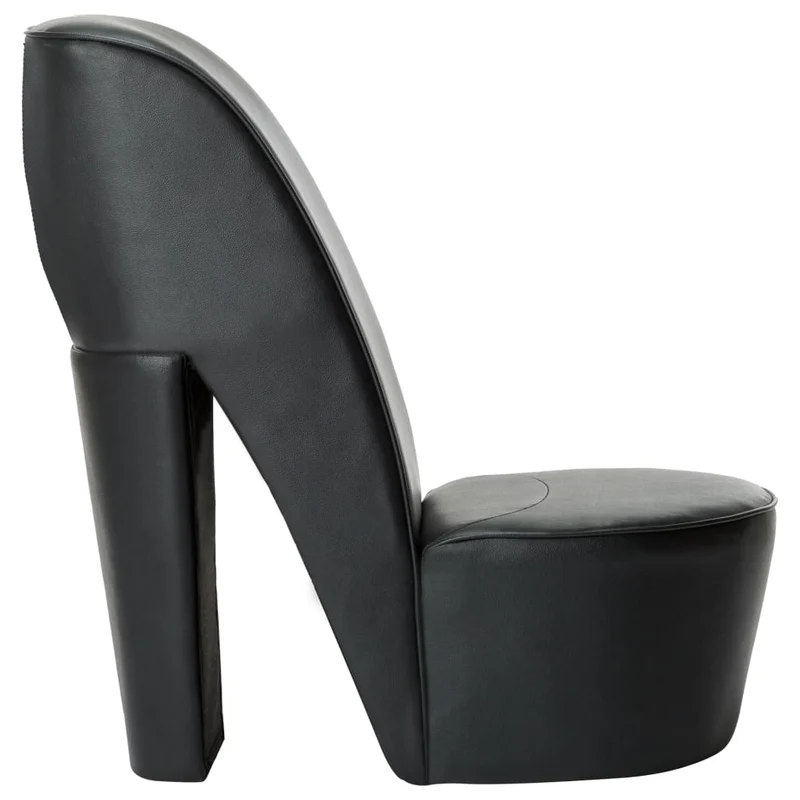 Fauteuil lounge design moderne en forme de chaussure à talon haut noir PVC noir DEC026790