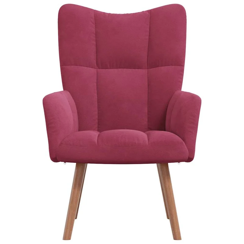 Fauteuil lounge chaise de canapé design moderne en velours rouge bordeaux DEC026764