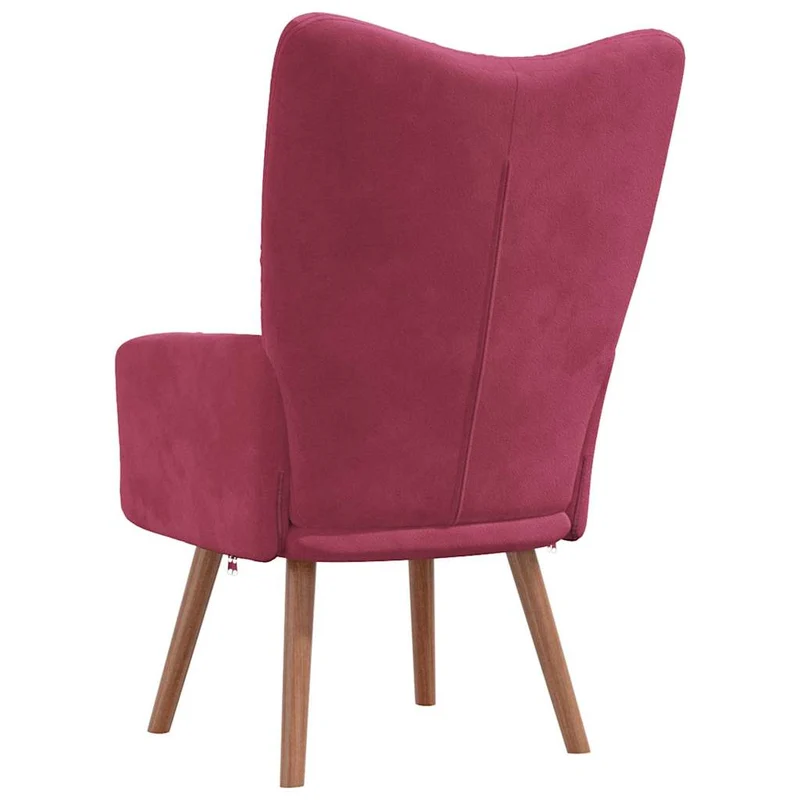 Fauteuil lounge chaise de canapé design moderne en velours rouge bordeaux DEC026764