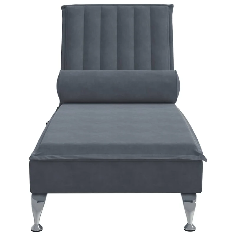Méridienne chaise longue pour intérieur de massage avec traversin gris foncé velours gris DEC026151
