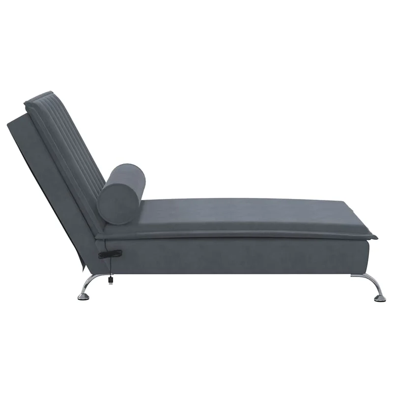 Méridienne chaise longue pour intérieur de massage avec traversin gris foncé velours gris DEC026151
