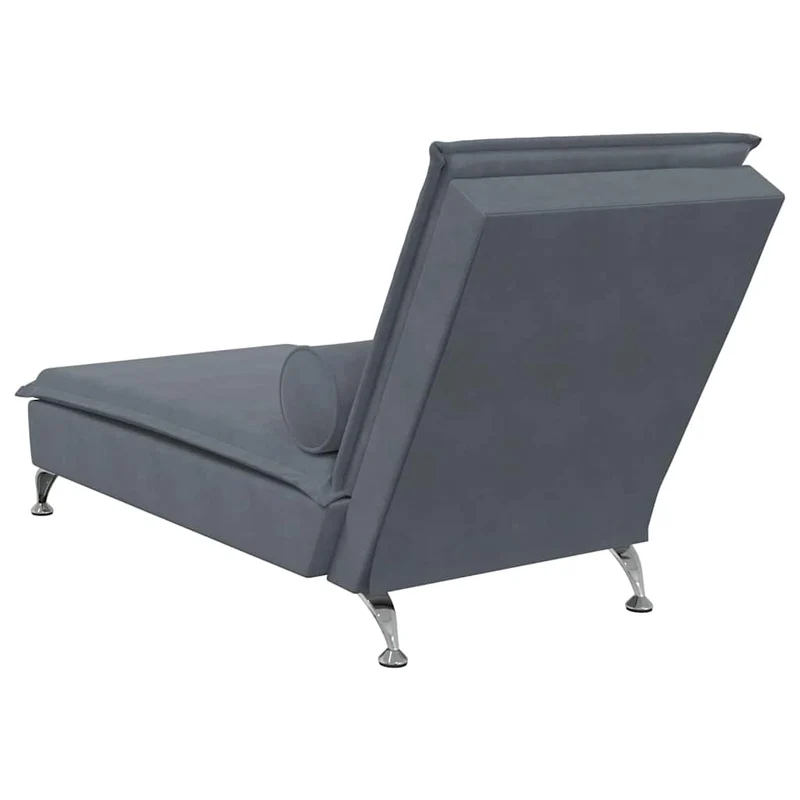 Méridienne chaise longue pour intérieur de massage avec traversin gris foncé velours gris DEC026151