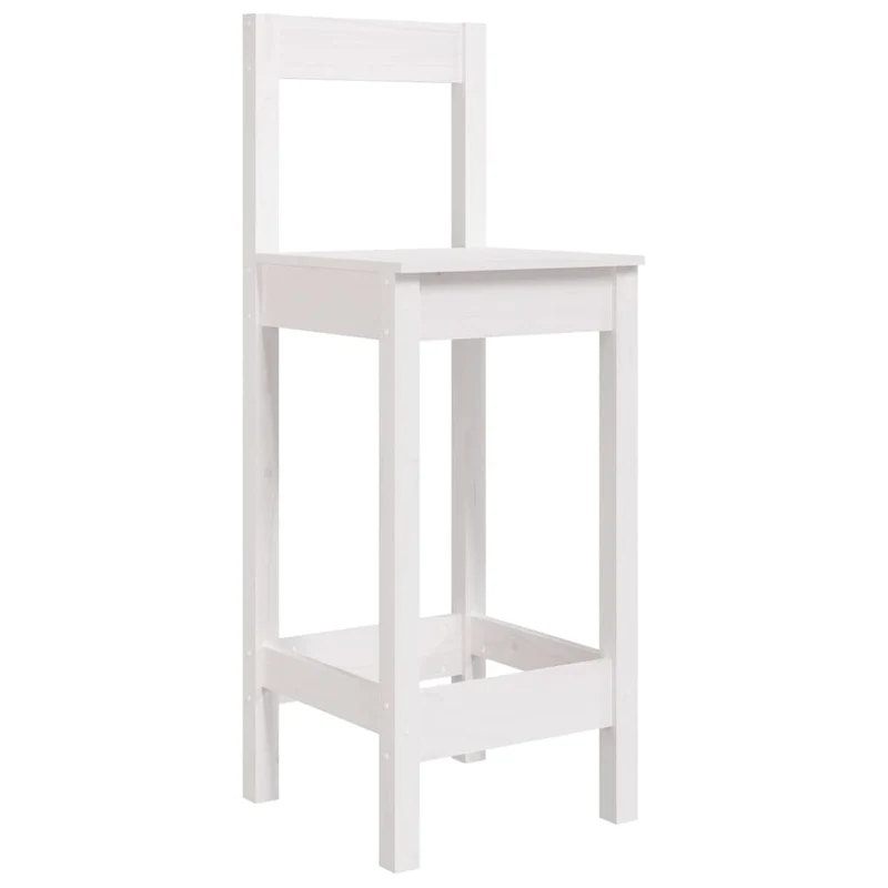 Lot de deux tabourets de bar design rustique 40 x 41,5 x 112 cm en bois de pin blanc DEC025183