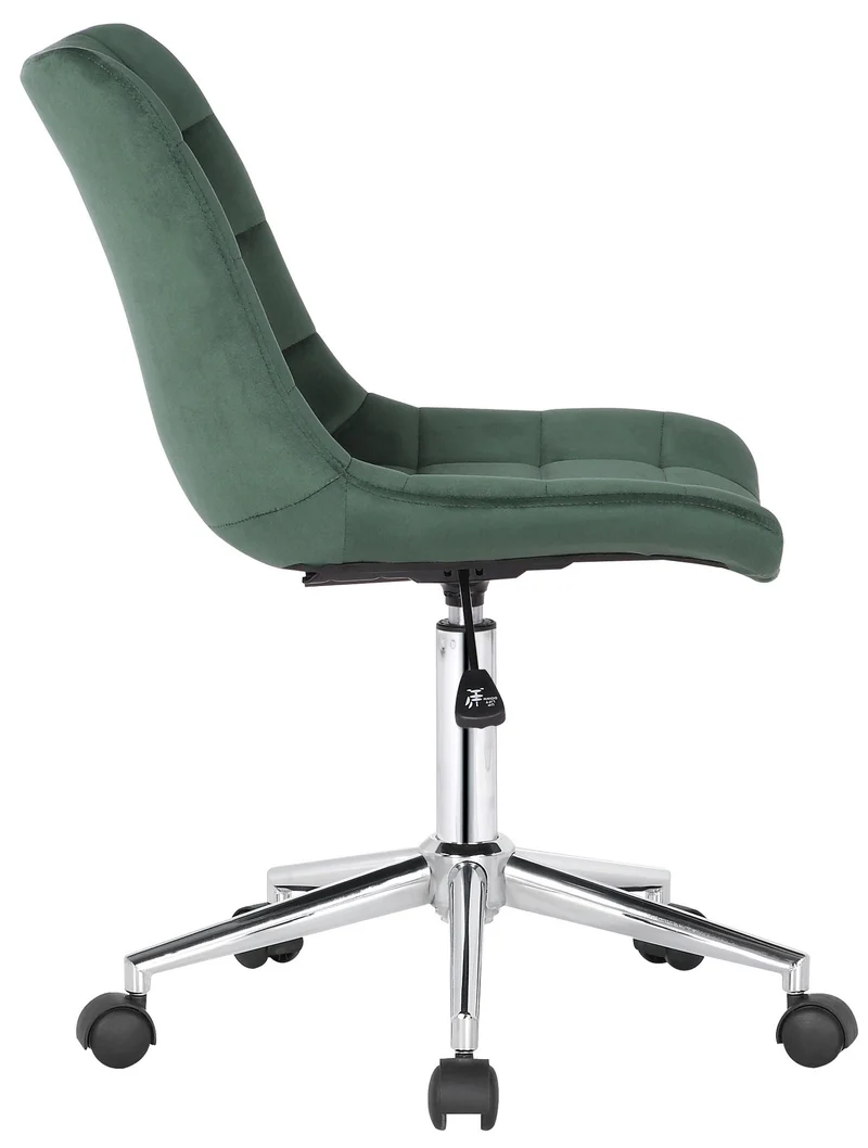 Chaise de bureau en velours vert sur roulettes design moderne hauteur réglable BUR10597