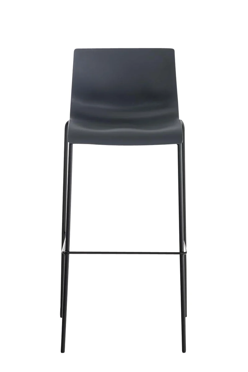 Tabouret de bar avec repose-pieds dossier incurvé en plastique gris et 4 pieds en métal noir 10_0004930