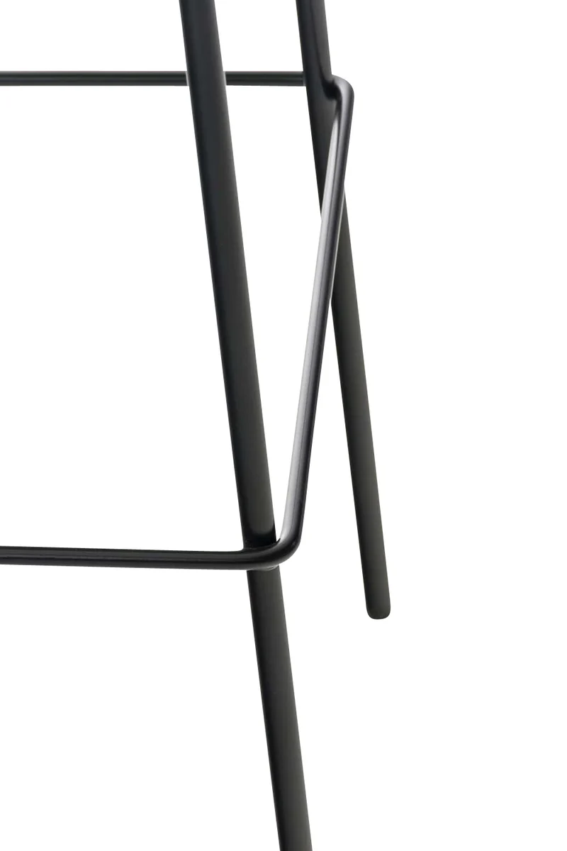 Tabouret de bar avec repose-pieds dossier incurvé en plastique gris et 4 pieds en métal noir 10_0004930