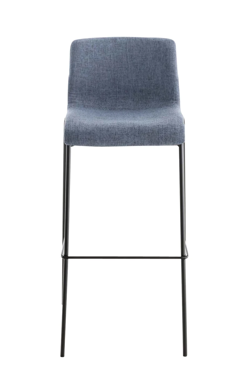 Tabouret de bar x1 design moderne empilable assise en tissu bleu et 4 pieds métal noir 10_0004952