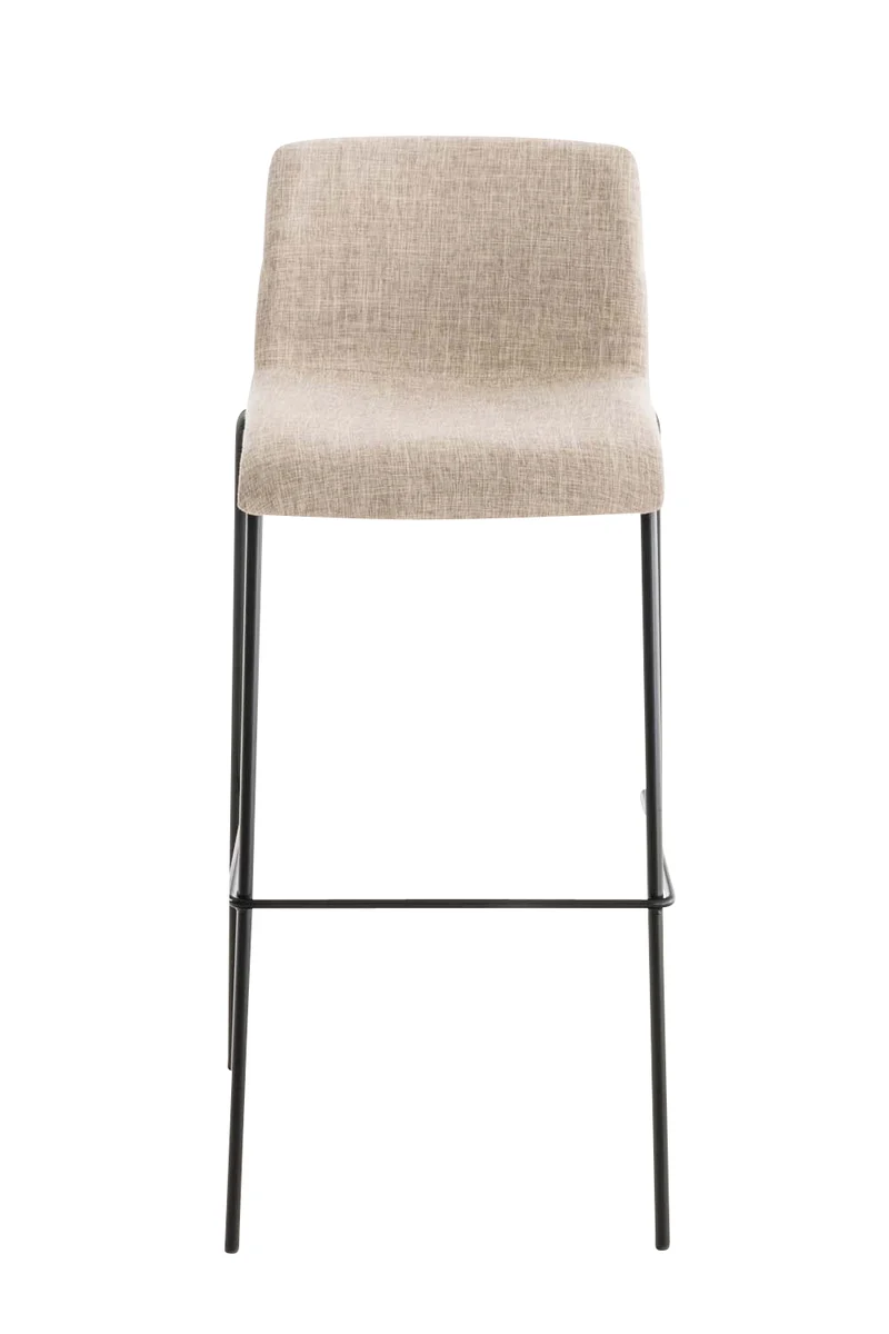 Lot de 2 tabourets de bar avec repose-pieds dossier incurvé en tissu crème et 4 pieds en métal noir 10_0004199