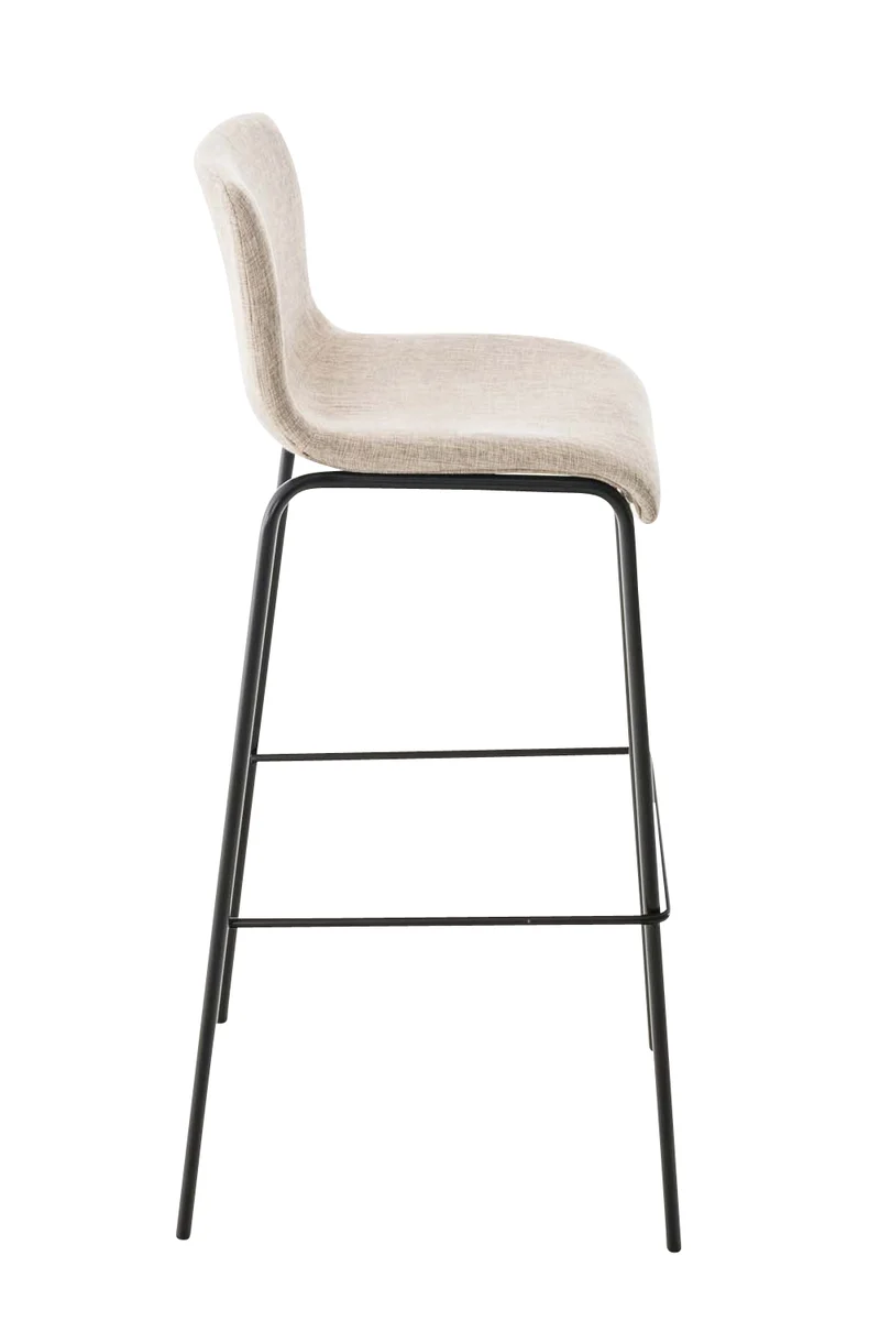 Lot de 2 tabourets de bar avec repose-pieds dossier incurvé en tissu crème et 4 pieds en métal noir 10_0004199