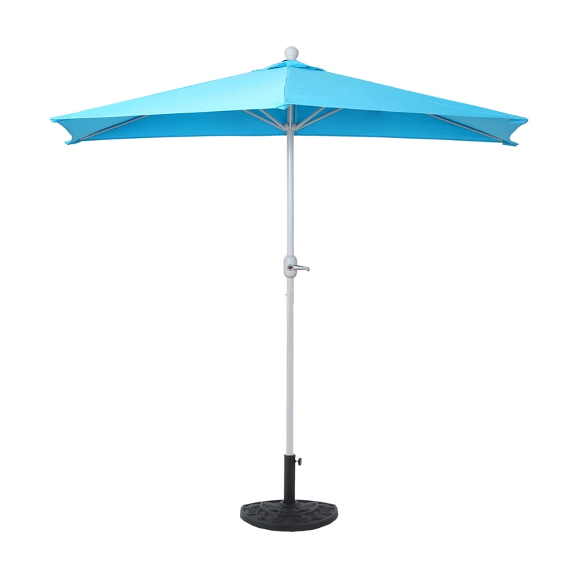 Demi parasol semi-circulaire balcon terrasse UV 50+ polyester/aluminium 3kg avec une portée de 300 cm turquoise avec support 04_0003844