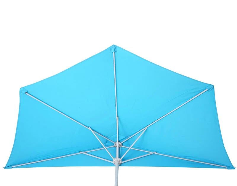 Demi parasol semi-circulaire balcon terrasse UV 50+ polyester/aluminium 3kg avec une portée de 300 cm turquoise avec support 04_0003844