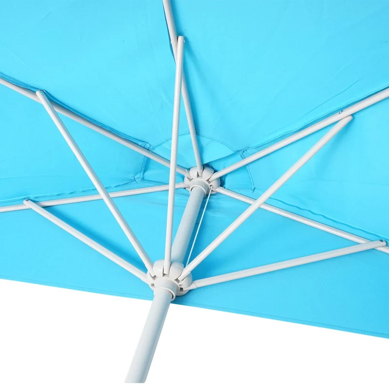 Demi parasol semi-circulaire balcon terrasse UV 50+ polyester/aluminium 3kg avec une portée de 300 cm turquoise avec support 04_0003844