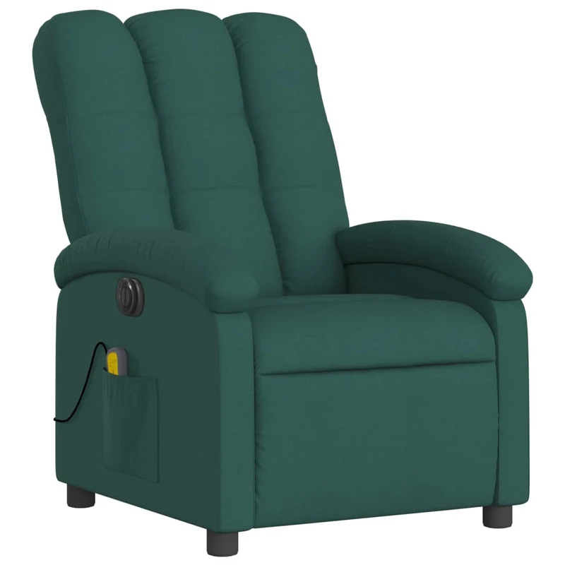 Fauteuil de relaxation TV fonction massage inclinable électrique en tissu vert foncé DEC027276