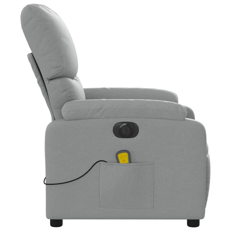 Fauteuil de relaxation TV fonction massage inclinable électrique 6 points de massage en tissu gris clair DEC027157
