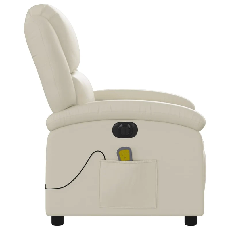 Fauteuil de relaxation TV fonction massage inclinable électrique en PVC crème DEC027150