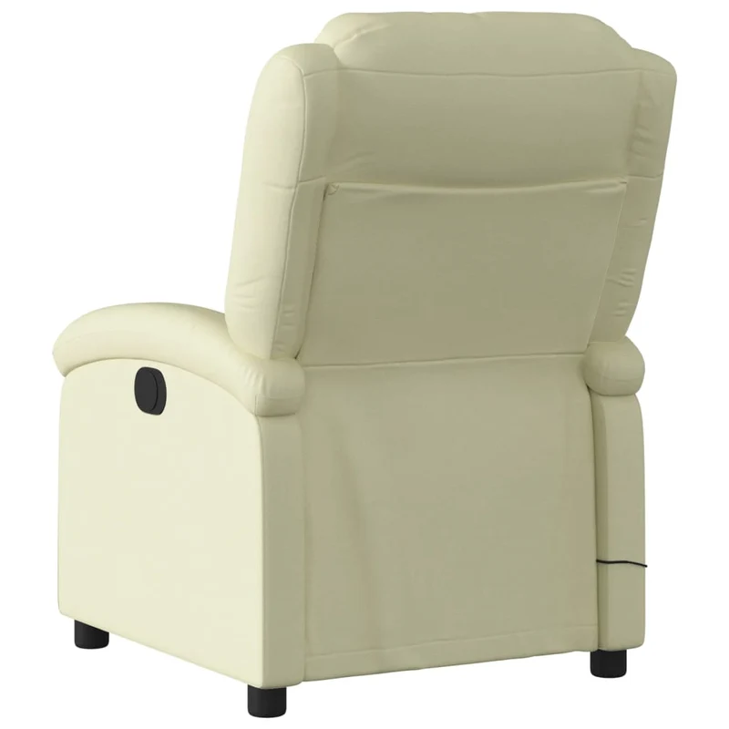 Fauteuil de relaxation TV fonction massage inclinable électrique en cuir véritable crème DEC027143