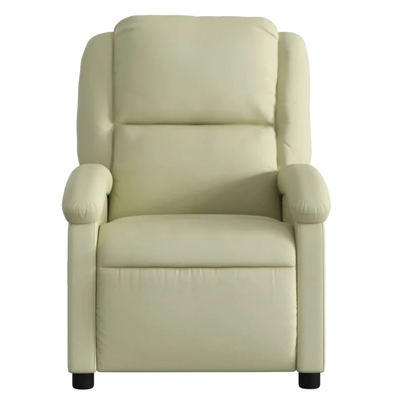 Fauteuil de relaxation TV fonction massage inclinable électrique en cuir véritable crème DEC027143