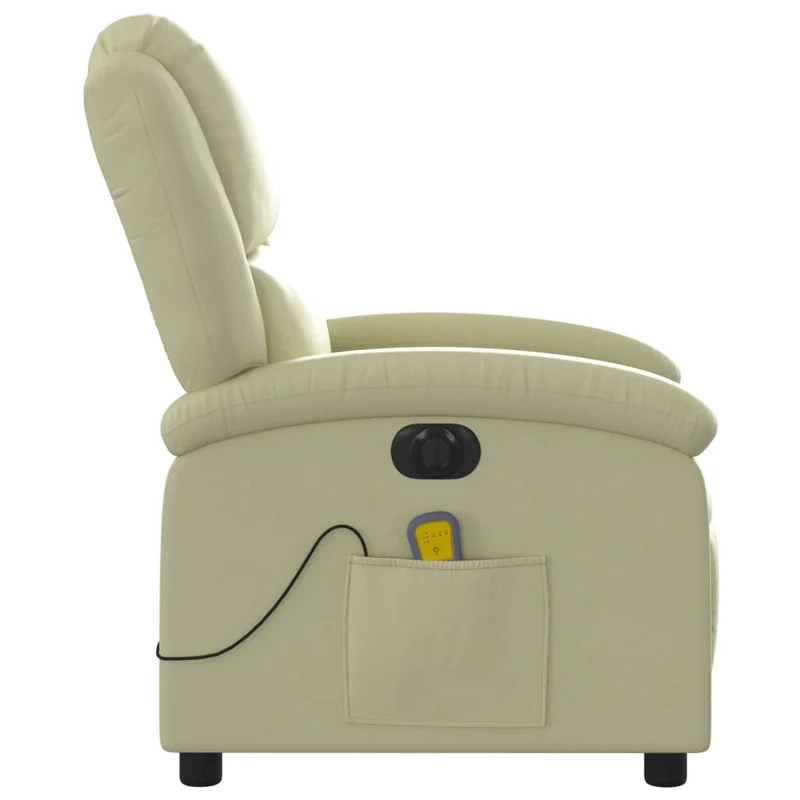 Fauteuil de relaxation TV fonction massage inclinable électrique en cuir véritable crème DEC027143