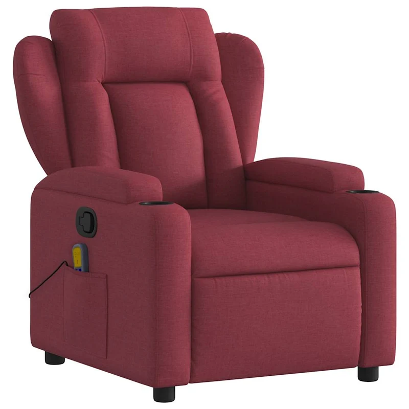 Fauteuil de relaxation TV fonction massage inclinable 6 points de massage en tissu rouge bordeaux DEC027093