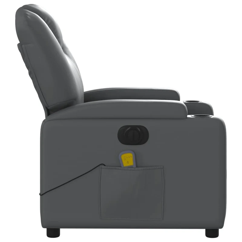 Fauteuil de relaxation TV fonction massage inclinable électrique 6 points de massage en PVC gris DEC027176