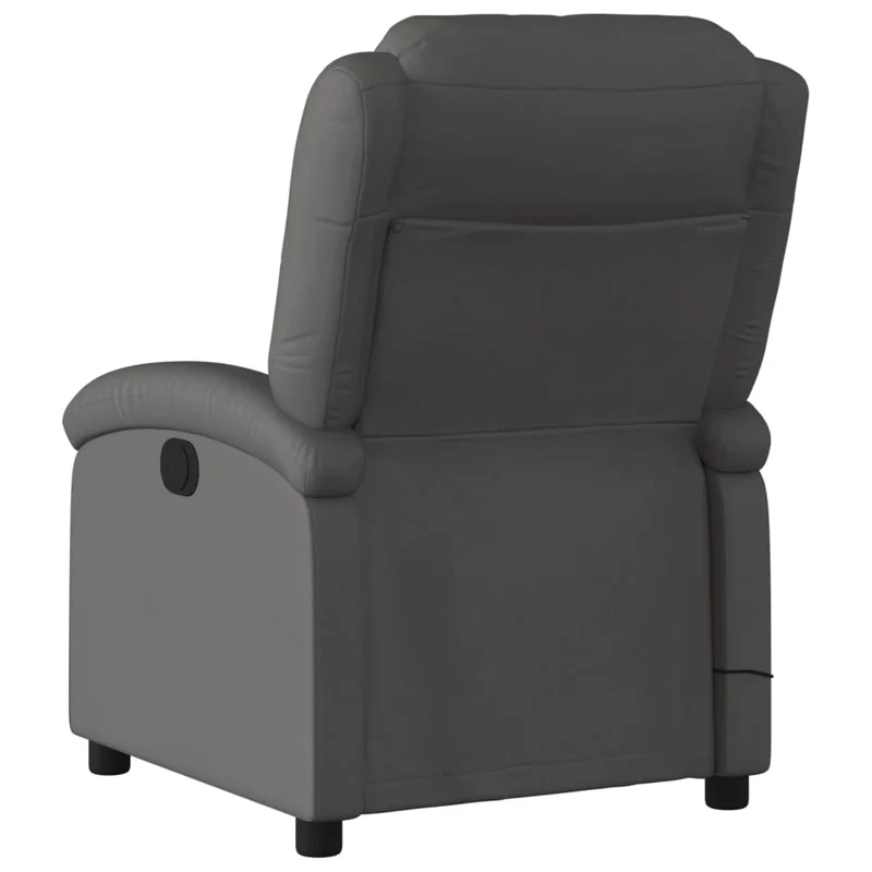 Fauteuil de relaxation TV fonction massage inclinable électrique 6 points de massage en cuir véritable gris DEC027170