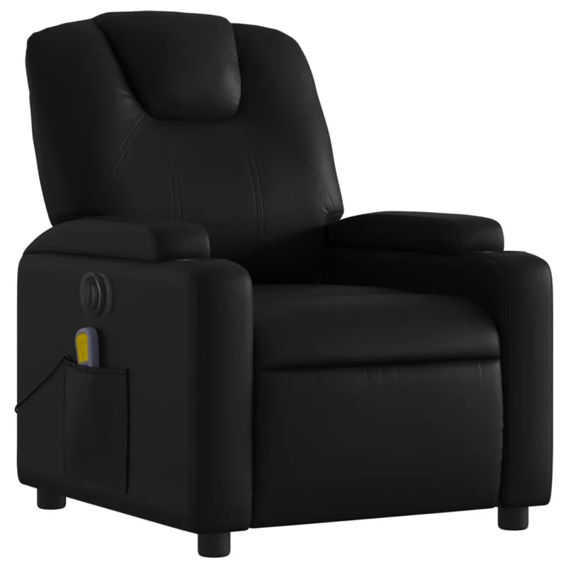 Fauteuil de relaxation TV fonction massage inclinable électrique 6 points de massage en PVC noir DEC027218