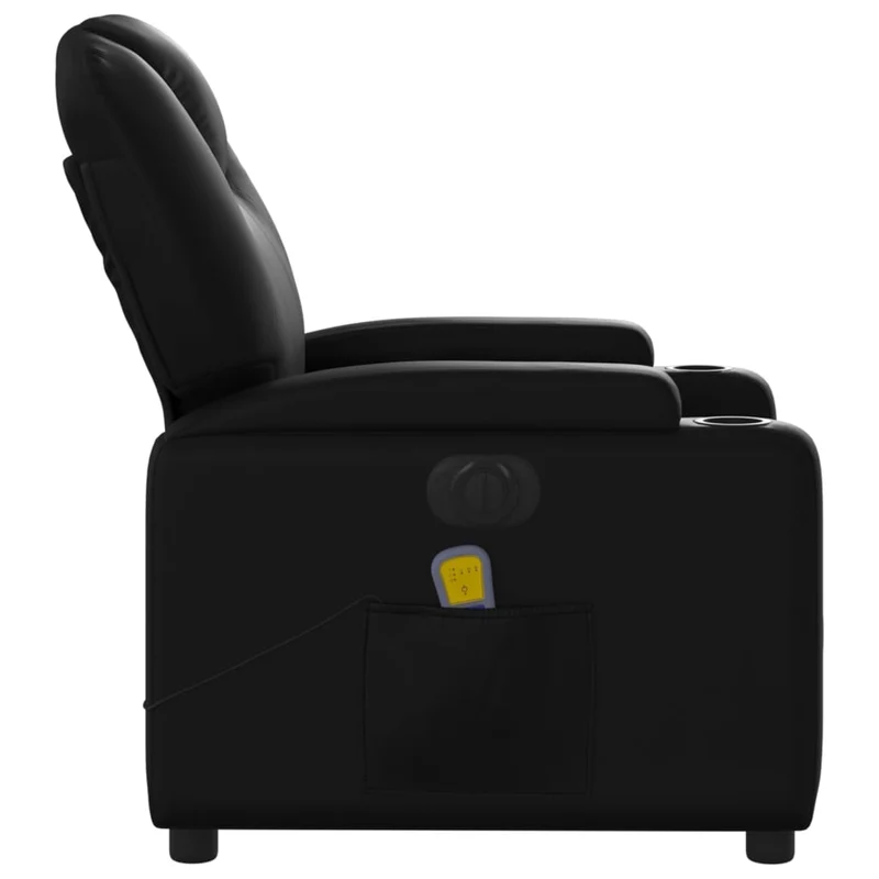 Fauteuil de relaxation TV fonction massage inclinable électrique 6 points de massage en PVC noir DEC027218