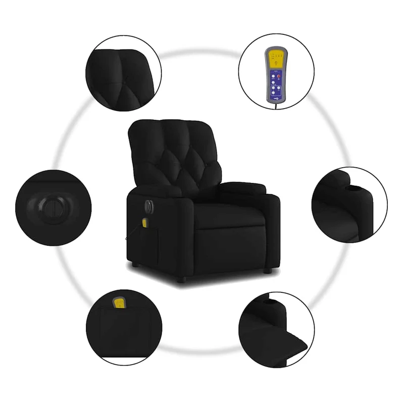 Fauteuil de relaxation TV fonction massage inclinable électrique 6 points de massage en PVC noir DEC027217