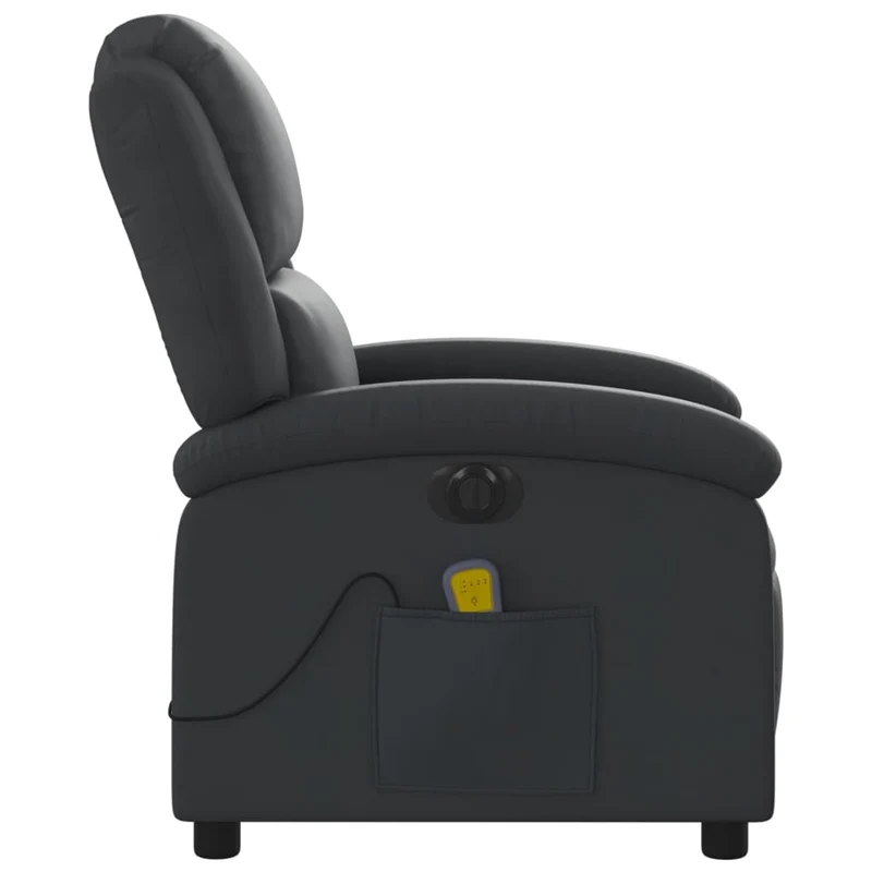 Fauteuil de relaxation TV fonction massage inclinable électrique en cuir véritable noir DEC027207