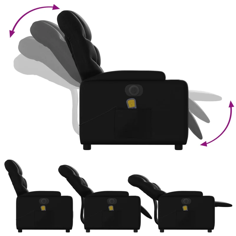 Fauteuil de relaxation TV fonction massage inclinable électrique 6 points de massage en PVC noir DEC027209