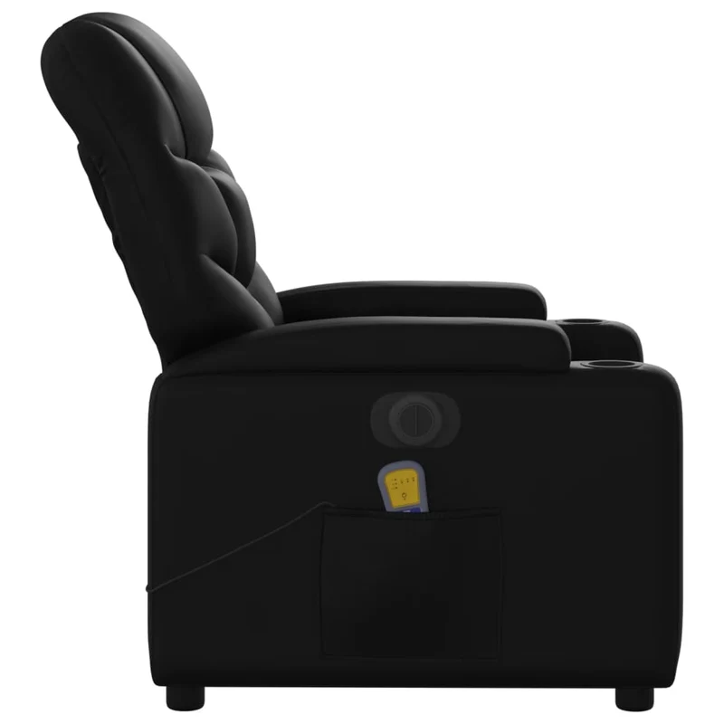 Fauteuil de relaxation TV fonction massage inclinable électrique 6 points de massage en PVC noir DEC027209