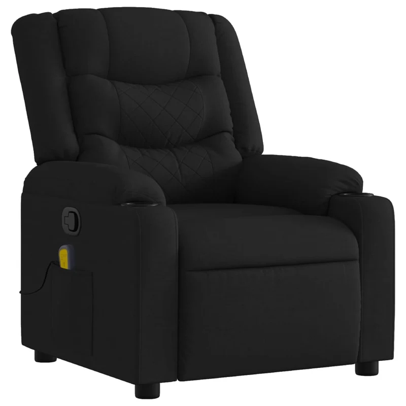 Fauteuil de relaxation TV fonction massage inclinable 6 points de massage en tissu noir DEC027058