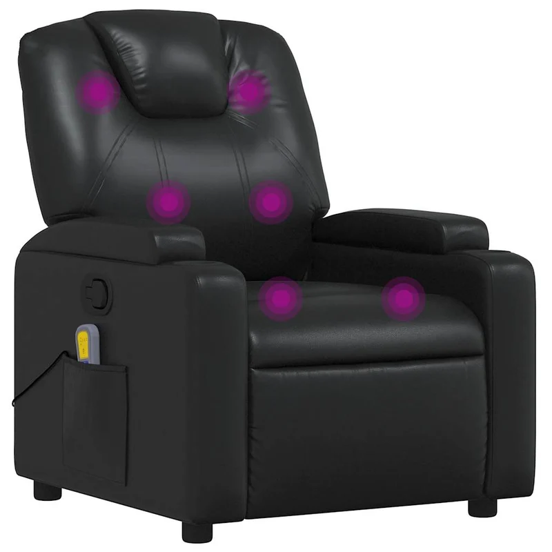 Fauteuil de relaxation TV fonction massage inclinable 6 points de massage en PVC noir DEC027041