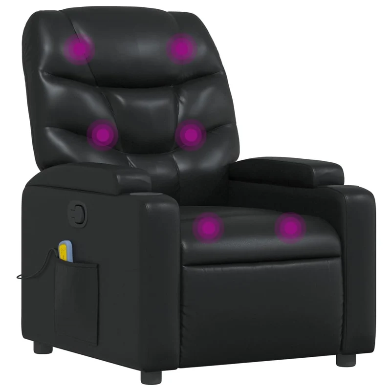 Fauteuil de relaxation TV fonction massage inclinable 6 points de massage en PVC noir DEC027036