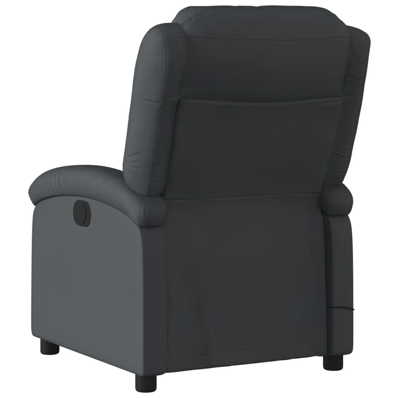 Fauteuil de relaxation TV fonction massage inclinable 6 points de massage en cuir véritable noir DEC027028