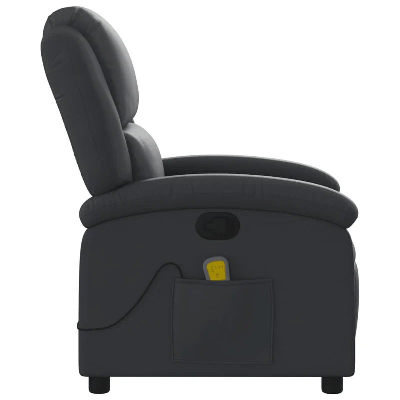 Fauteuil de relaxation TV fonction massage inclinable 6 points de massage en cuir véritable noir DEC027028