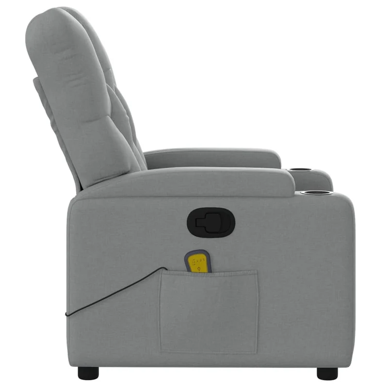 Fauteuil de relaxation TV fonction massage inclinable 6 points de massage en tissu gris clair DEC026915