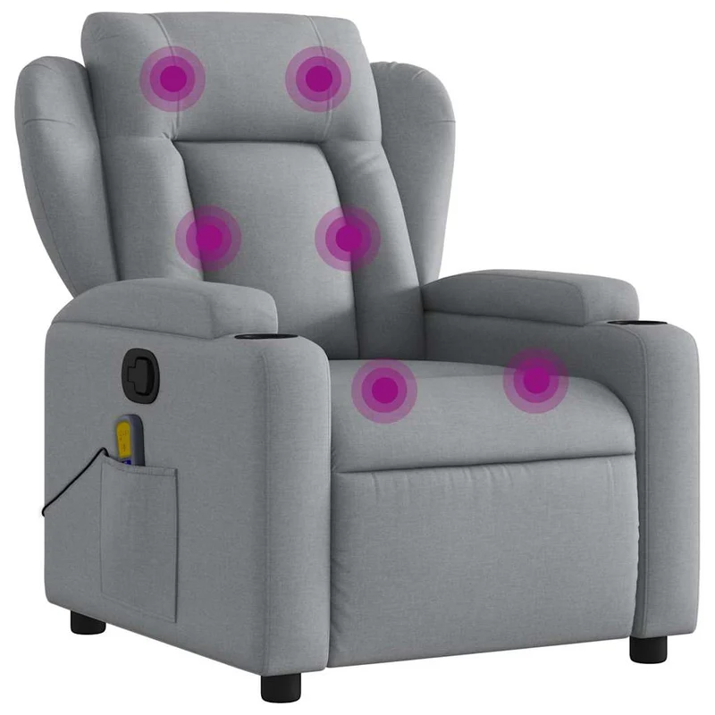 Fauteuil de relaxation TV fonction massage 6 points de massage inclinable en tissu gris clair DEC026903