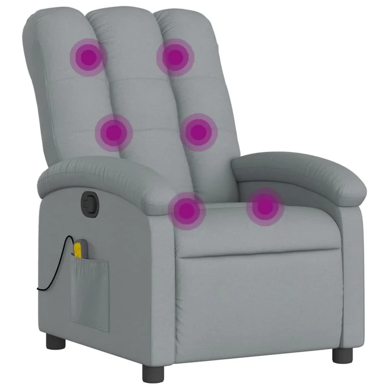 Fauteuil de relaxation TV fonction massage 6 points de massage inclinable en tissu gris clair DEC026907