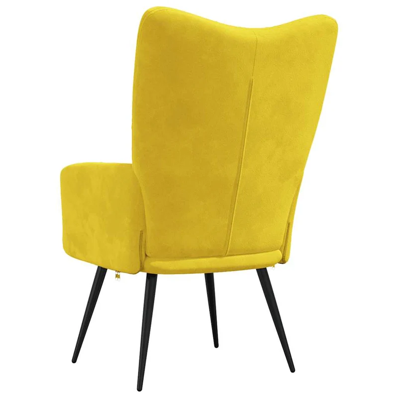Fauteuil lounge chaise de canapé design moderne en velours jaune moutarde DEC026713