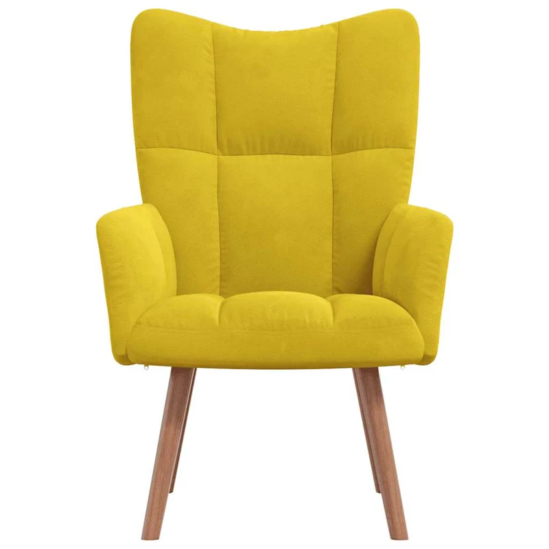 Fauteuil lounge chaise de canapé design moderne en velours jaune moutarde coutures décoratives DEC026716