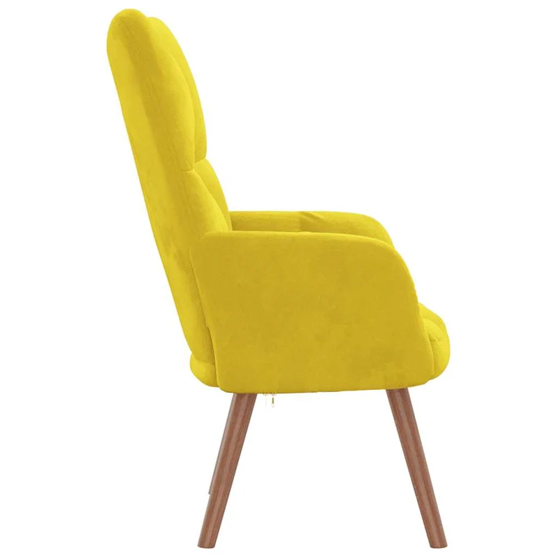 Fauteuil lounge chaise de canapé design moderne en velours jaune moutarde coutures décoratives DEC026716