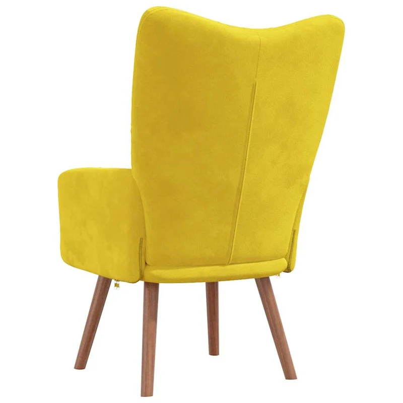 Fauteuil lounge chaise de canapé design moderne en velours jaune moutarde coutures décoratives DEC026716