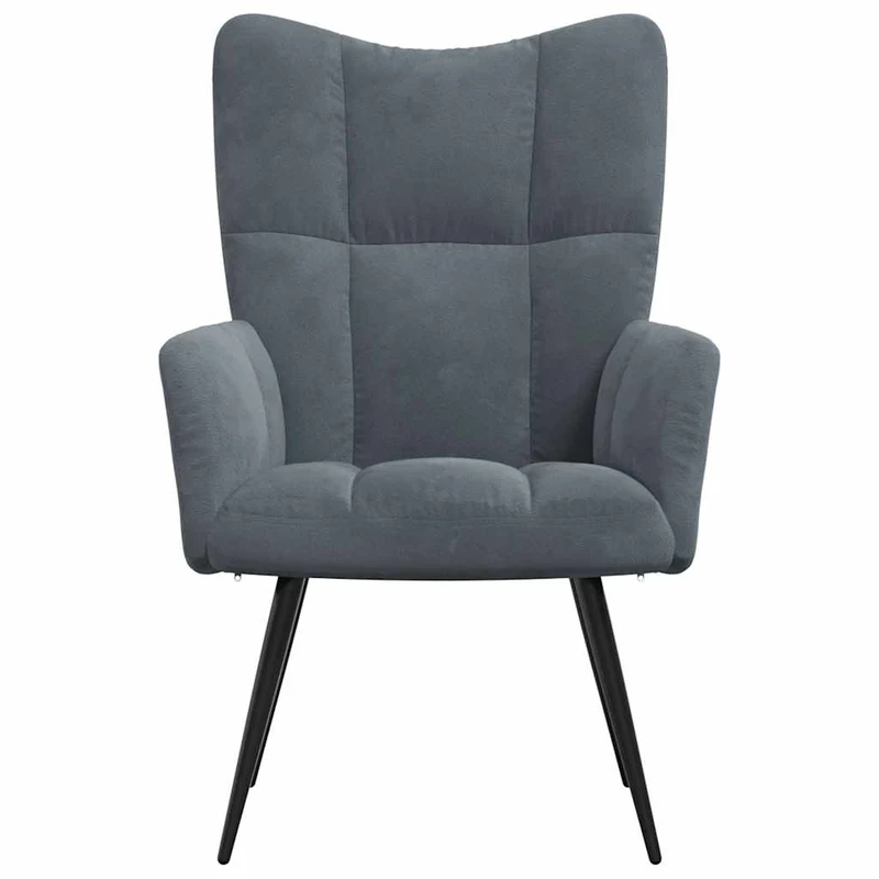 Fauteuil lounge chaise de canapé design moderne en velours gris foncé DEC026696