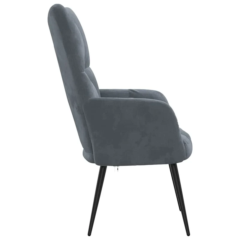 Fauteuil lounge chaise de canapé design moderne en velours gris foncé DEC026696