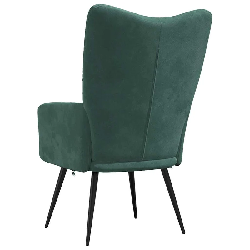 Fauteuil lounge chaise de canapé design moderne en velours vert foncé coutures décoratives DEC026783