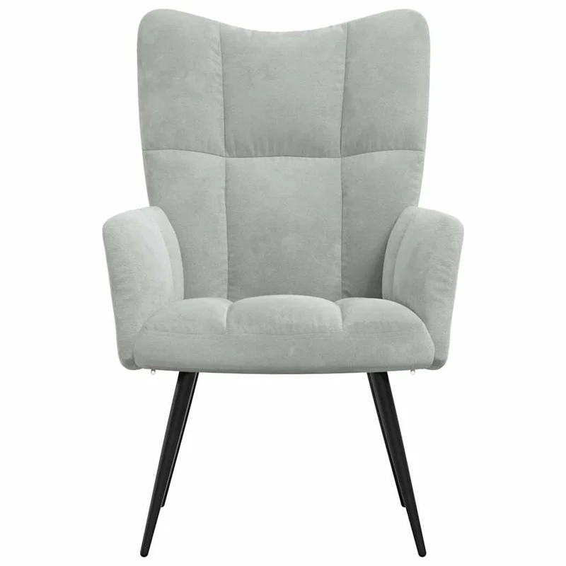 Fauteuil lounge chaise de canapé design modene en velours gris clair DEC026679
