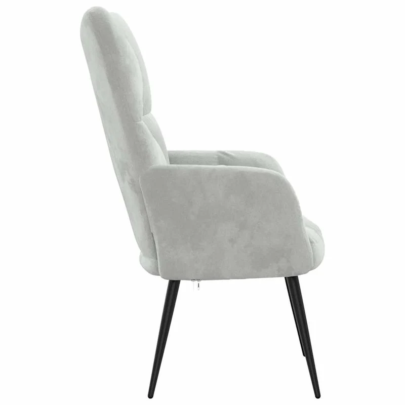 Fauteuil lounge chaise de canapé design modene en velours gris clair DEC026679