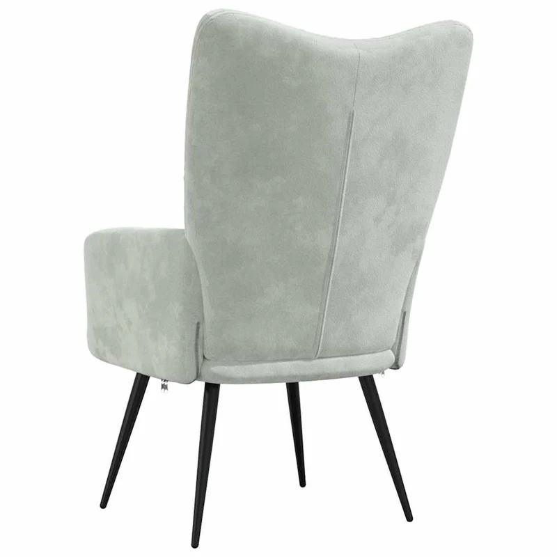 Fauteuil lounge chaise de canapé design modene en velours gris clair DEC026679