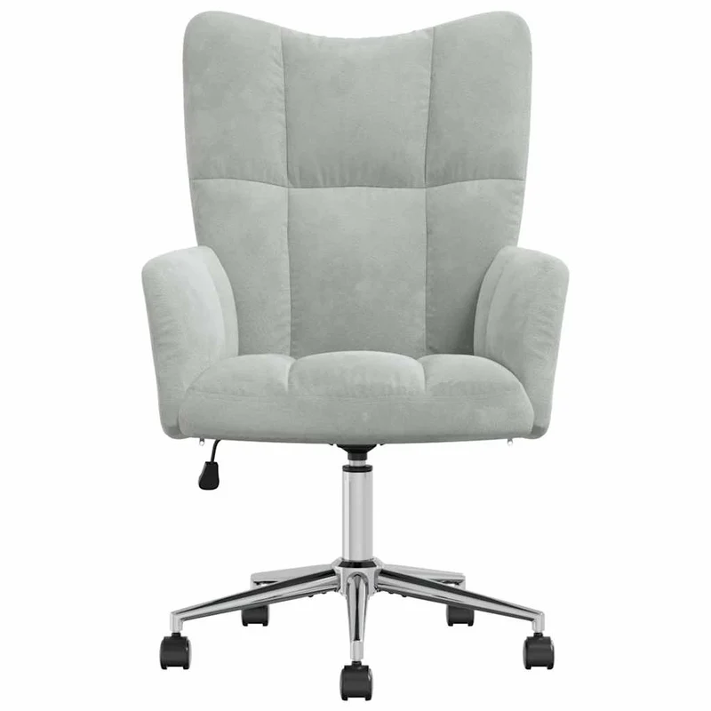 Fauteuil lounge chaise de canapé sur roulettes design moderne hauteur réglable en velours gris clair DEC026676